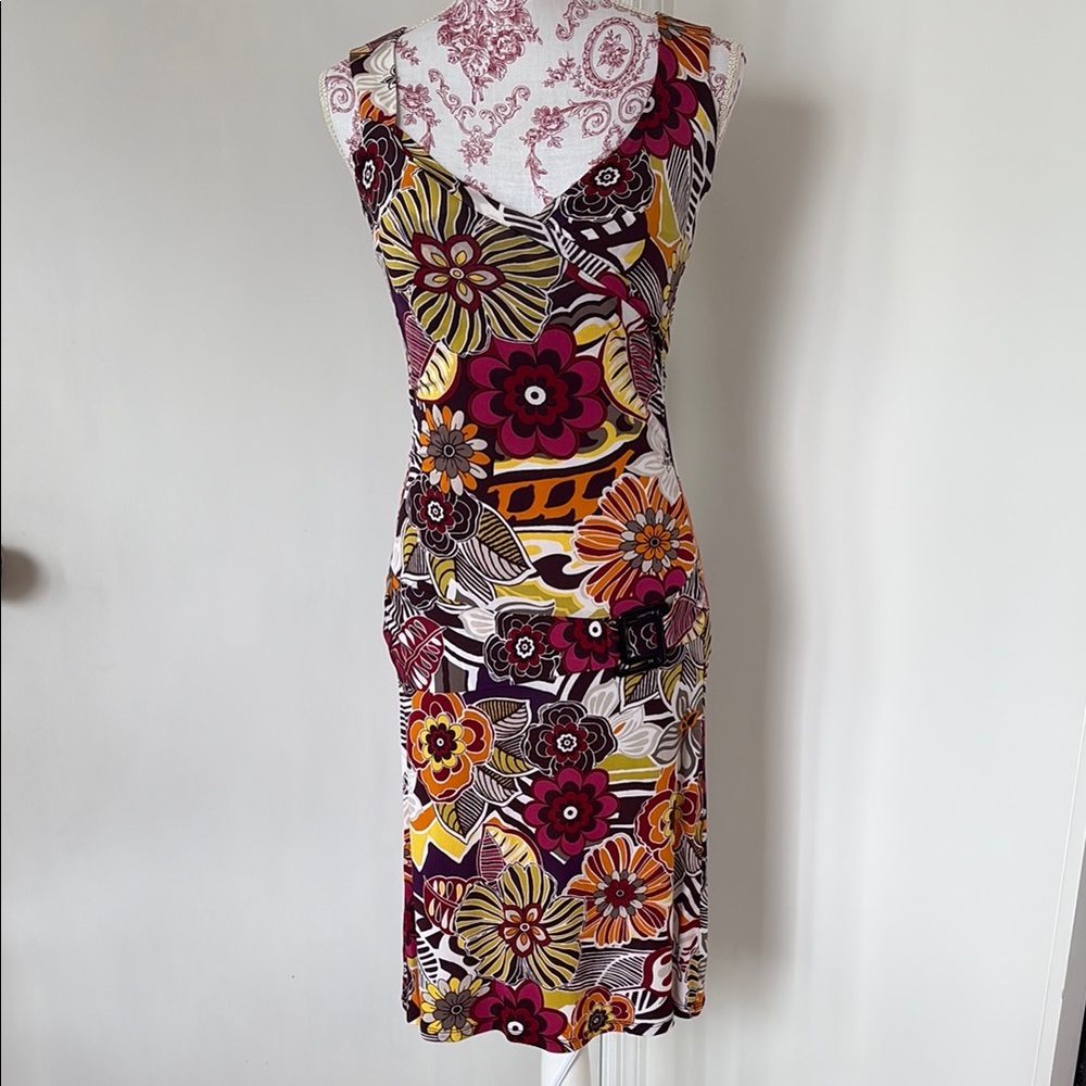 Italian Floral Multicolor Sleeveless Dress
